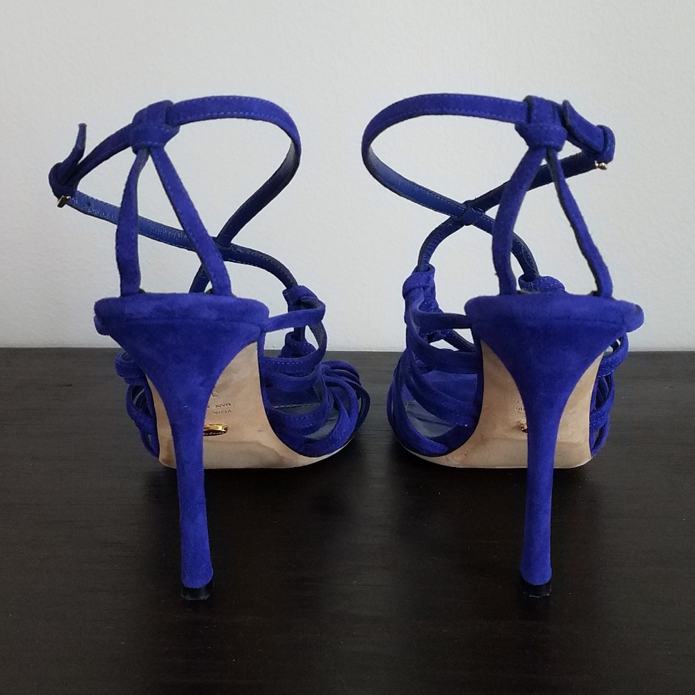 Sergio Rossi blue suede strappy sandals heels - Picture 4 of 6